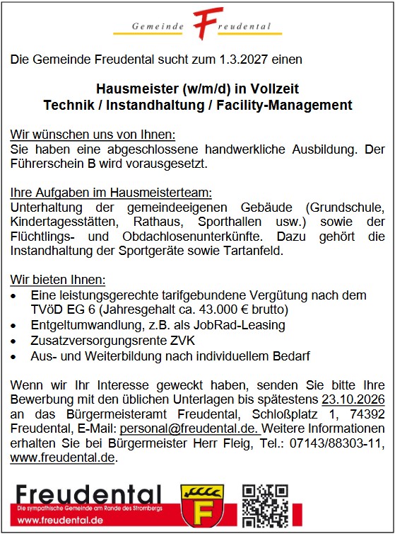 Stelle Hausmeister 2026