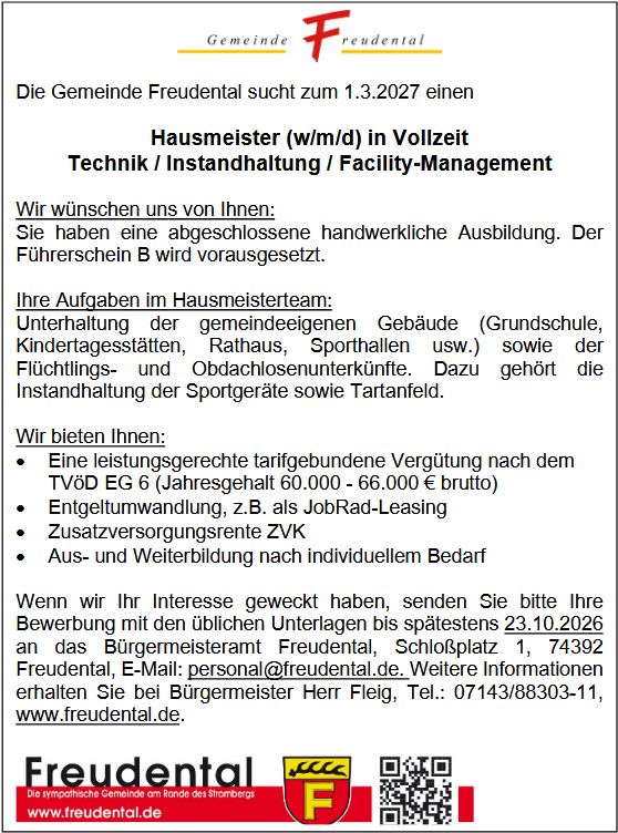 Stelle Hausmeister
