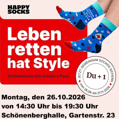 Jetzt Ruck geben: Zu zweit zur Herbst-Blutspende und Happy Socks sichern